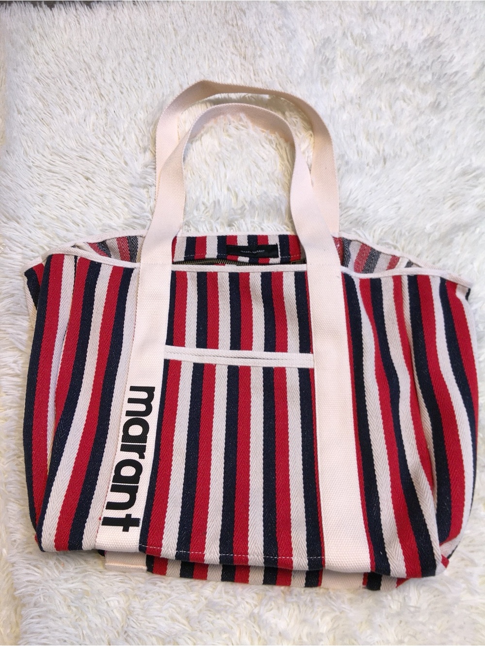 Isabel Marant Striped Canvas Tote Bag in Red, Navy & Cream - Picture 5 of 5